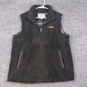 Sage Collective Mens Black Sherpa Fleece Vest Plaid Lined Full Zip Large 1780562